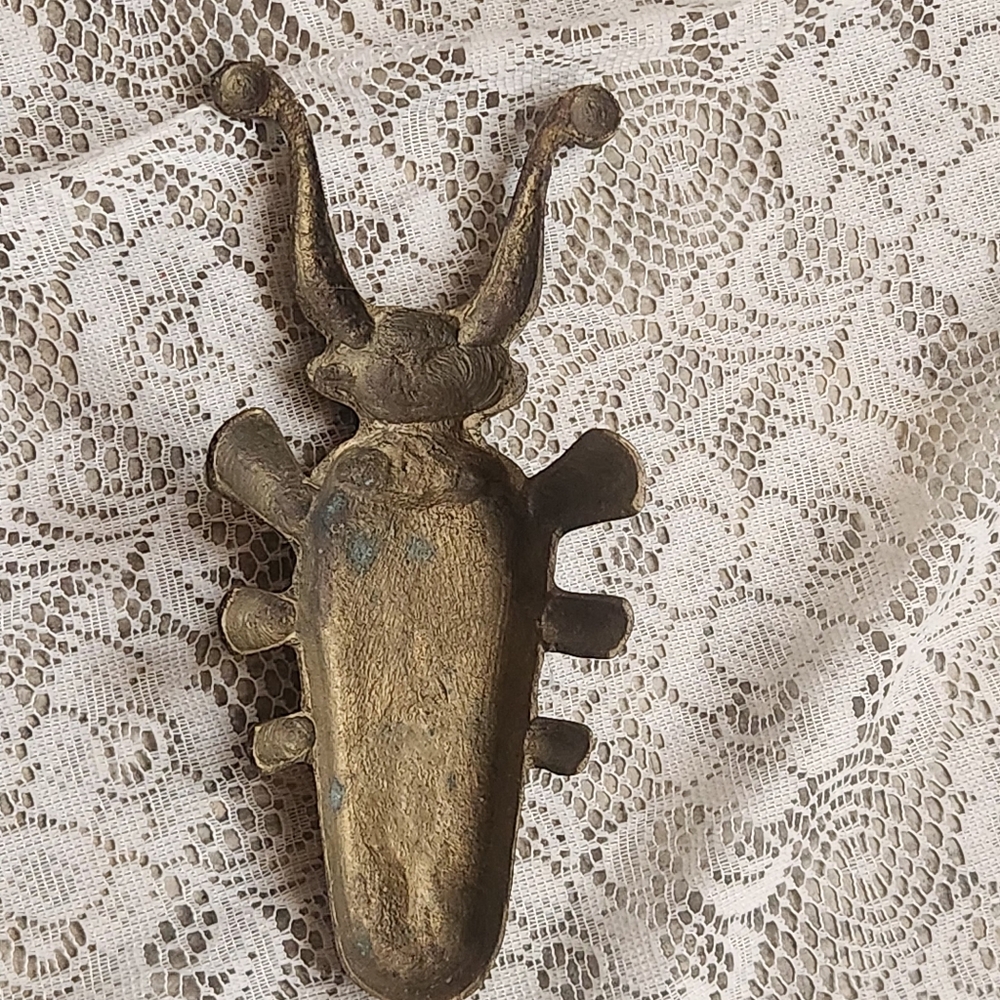 Vintage Solid Brass Beetle Boot Jack Western Ranch Decor Heavy Rustic Farmhouse - Picture 2 of 2